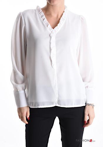  Blouse with v-neck White