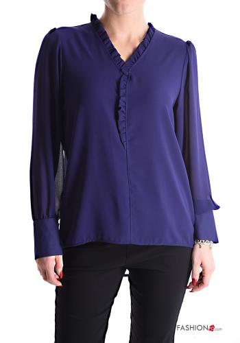  Blouse with v-neck Indigo