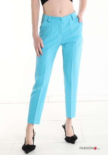  Trousers with pockets Cyan