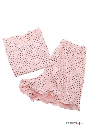  heart motif Cotton Pyjama set with elastic