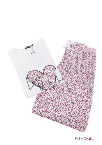  Pijama completo de Algodón Estampado Floral con elástico 
