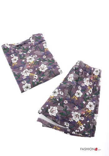  Pyjama en Coton à Imprimé Floral  Rose Mountbatten