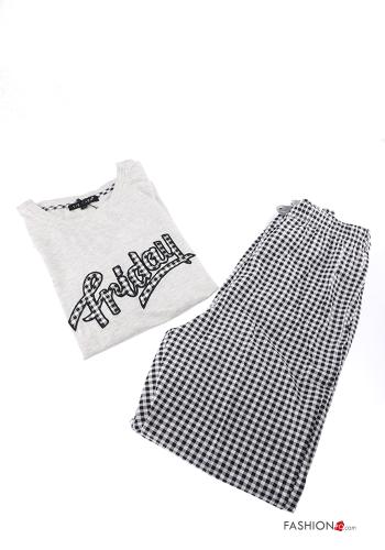  Pijama em Algodão Padrão escrito 