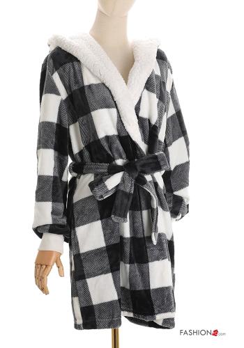  Vichy faux fur Robe with belt