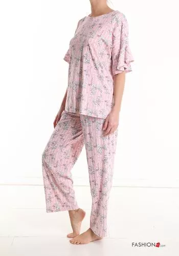  Pyjama en Coton à Imprimé Floral 
