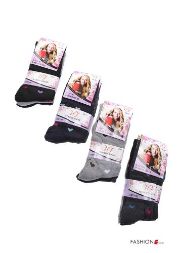  Calcetines largos de Algodón estampado de corazón  Varios colores