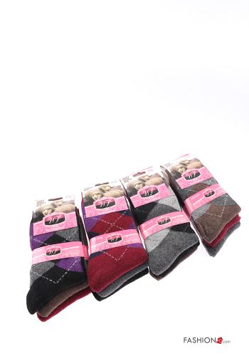  Chaussettes longues en Coton à Imprimé Géométrique  Couleurs variées