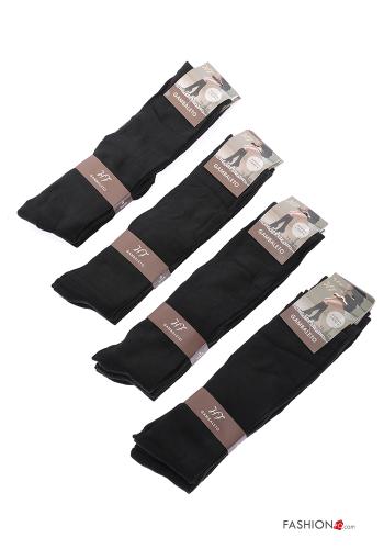  Chaussettes longues en Coton  Noir