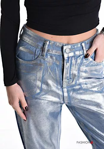  Jeans in Cotone metallizzato con tasche 