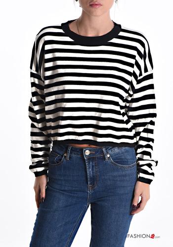  Striped mini crew neck Sweater  Black