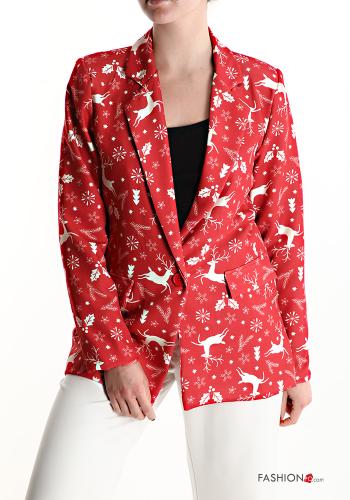  Christmas Blazer with buttons Red