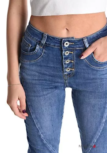  Jeans in Cotone skinny con bottoni con tasche 