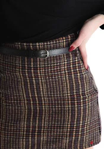  Mini Jupe en Coton Motif tartan avec ceinture 
