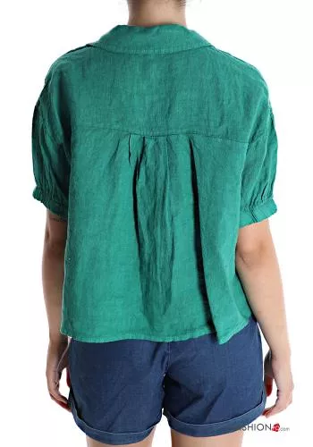  v-neck Linen Shirt with pockets