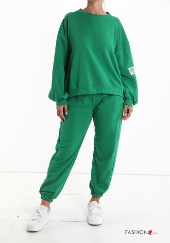  Cotton Sports set with pockets with elastic Emerald green