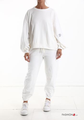 Survêtement en Coton avec poches avec élastique  Blanc