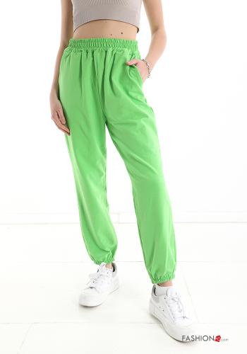  Pantalone sportivo in Cotone con tasche  Verde