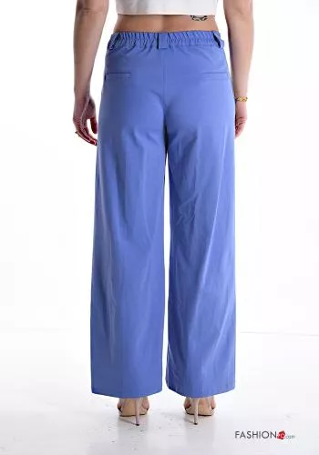  Pantalone in Cotone wide leg con tasche con elastico 