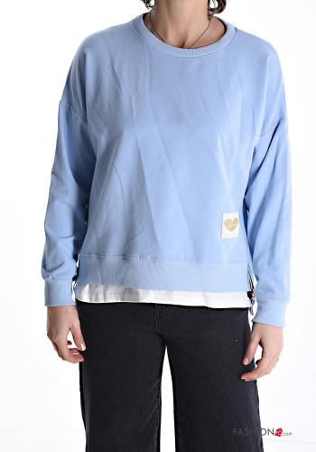  Sweatshirt em Algodão  Azul flor-de-lis