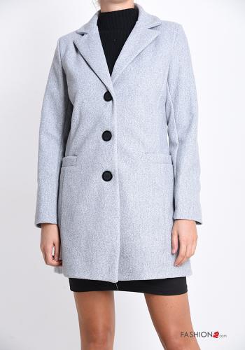  Coat with buttons with pockets Grey
