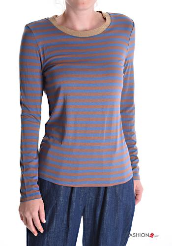  Striped crew neck Long sleeved top 