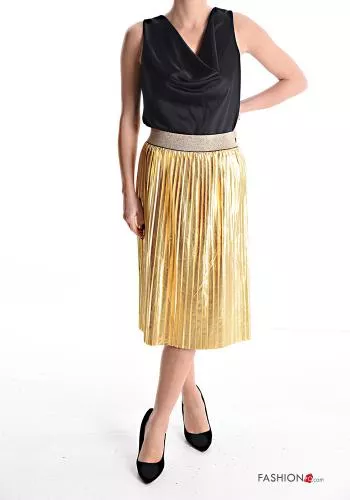  midi metallic pleated Skirt with elastic