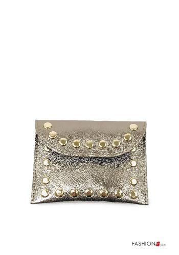  Portamonete in Vera pelle metallizzato con borchie 