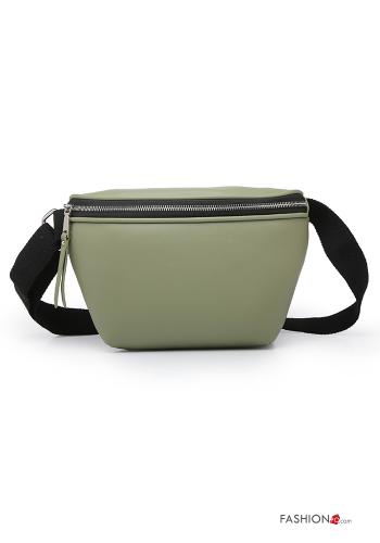  Bolsa de cintura imitação de couro multiuso com fecho  Verde água