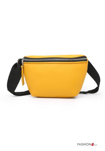  faux leather multipurpose Pouch bag with zip Yellow