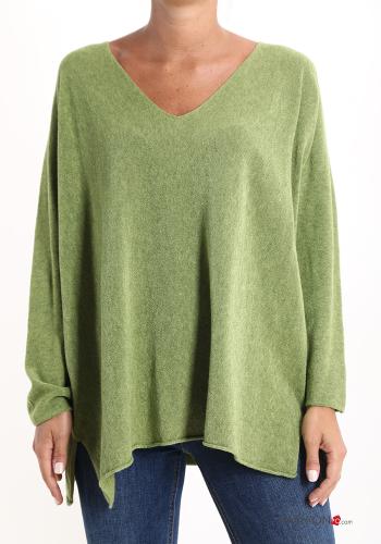  Cashmere Blend Sweater with v-neck