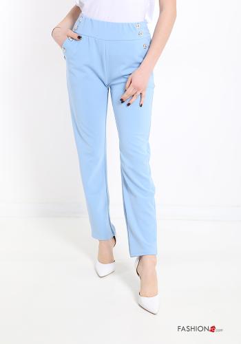  Trousers with buttons Light -blue