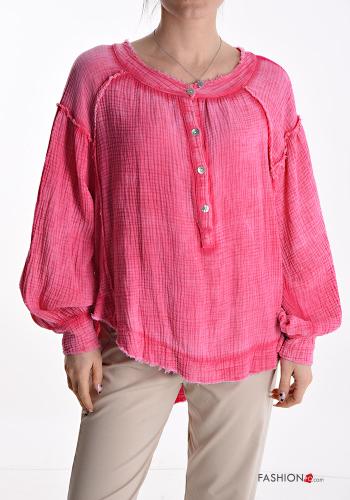  Cotton Blouse with buttons Fucsia