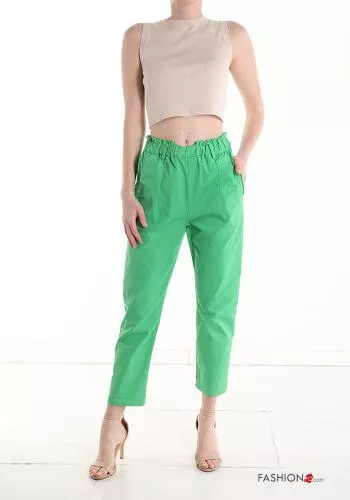 Cotton Trousers with pockets with elastic
