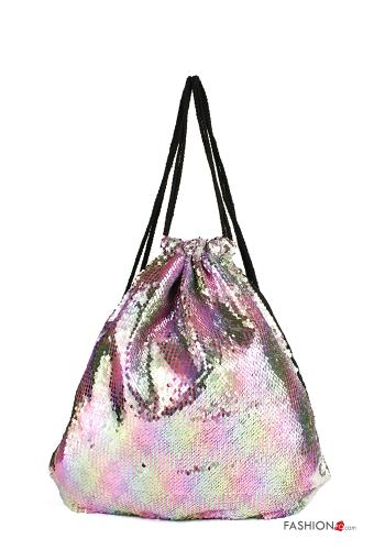  Multicoloured Backpack with sequins Pastel pink