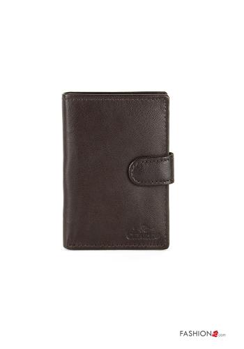  Genuine Leather Wallet with buttons Brown