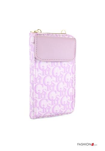  Lettering print Mobile phone Wallet with shoulder strap Lilac