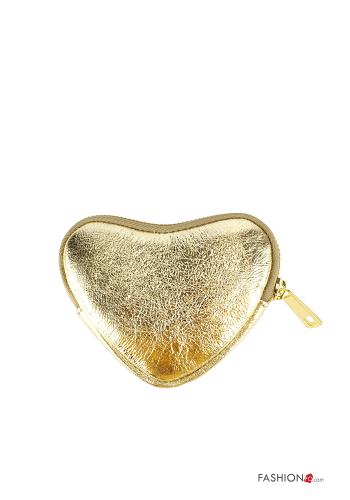  Genuine Leather Coin Purse with zip Gold