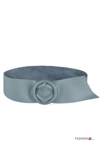 adjustable Genuine Leather Belt  Steel blue