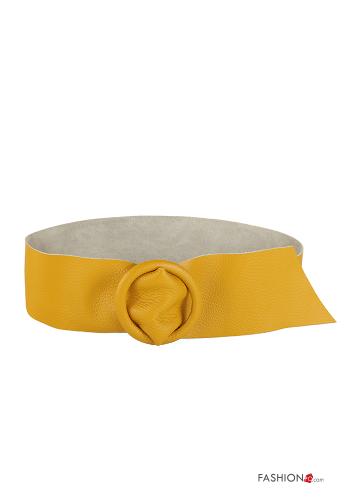  Cinturón de Cuero Genuino ajustable  Amarillo mostaza