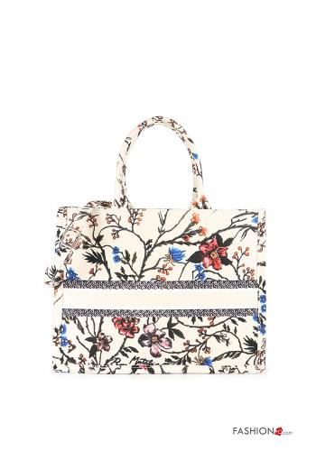  Floral Bag with zip Beige