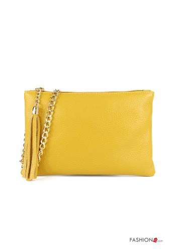  Genuine Leather Purse with zip with shoulder strap Mustard
