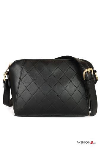  faux leather Bag with zip with shoulder strap Black