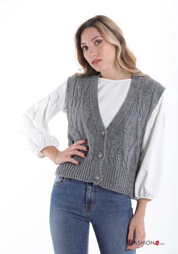  Wool Mix Cardigan with buttons