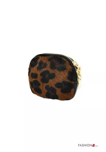  Animal print Genuine Leather Coin Purse with zip