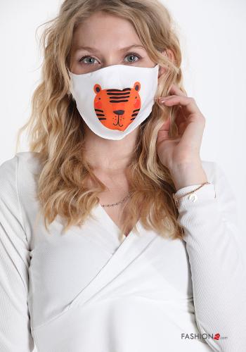 Face mask in Cotton Printed pattern White