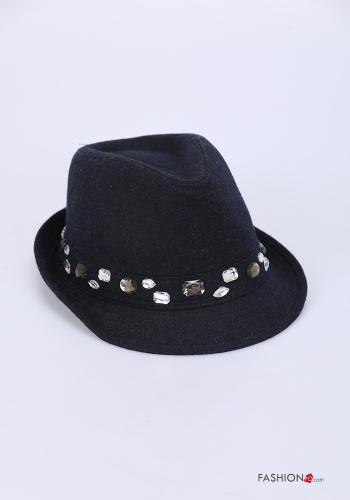 Cappello in Misto Lana con strass  Blu