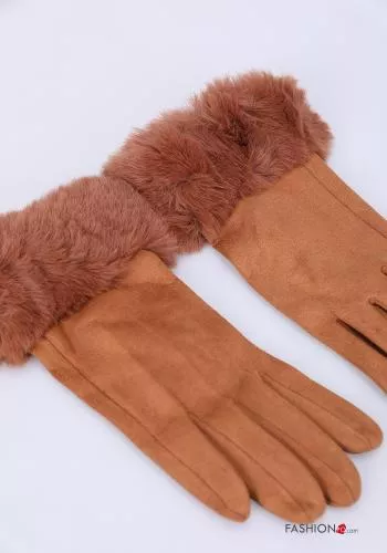  Gloves with faux fur