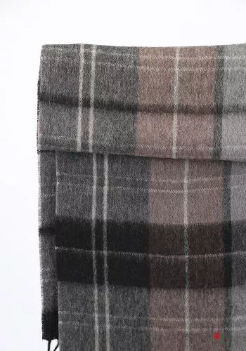 Tartan-Muster Schal aus Wollstoff mit Fransen