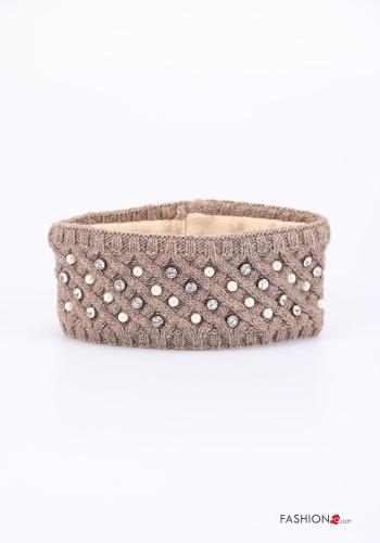  Fascia per capelli in Misto Lana con perle con strass 