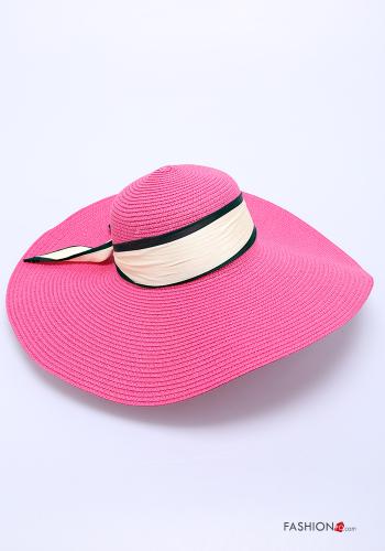  beach Hat with ribbon Fucsia